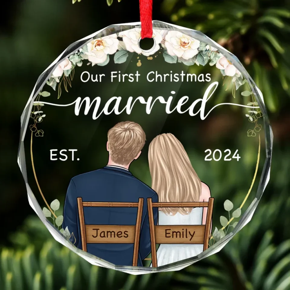This Christmas Marks The Start Of Our Forever Together - Couple Personalized Custom Circle Glass Ornament - Christmas Gift For Husband Wife, Anniversary, First Christmas - Image 3