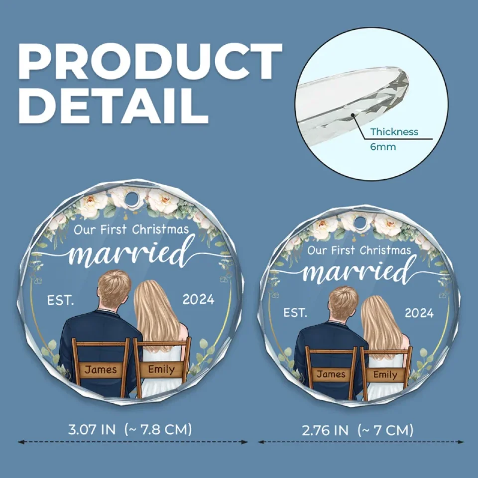 This Christmas Marks The Start Of Our Forever Together - Couple Personalized Custom Circle Glass Ornament - Christmas Gift For Husband Wife, Anniversary, First Christmas - Image 4