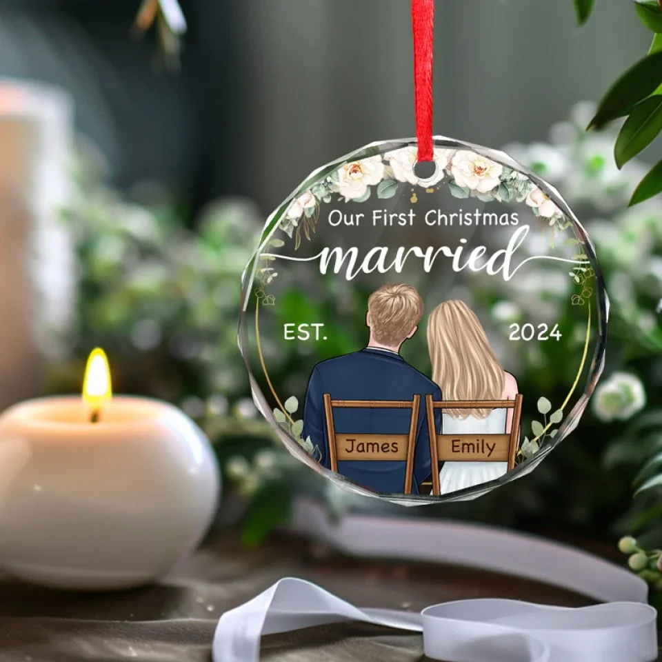This Christmas Marks The Start Of Our Forever Together - Couple Personalized Custom Circle Glass Ornament - Christmas Gift For Husband Wife, Anniversary, First Christmas - Image 5
