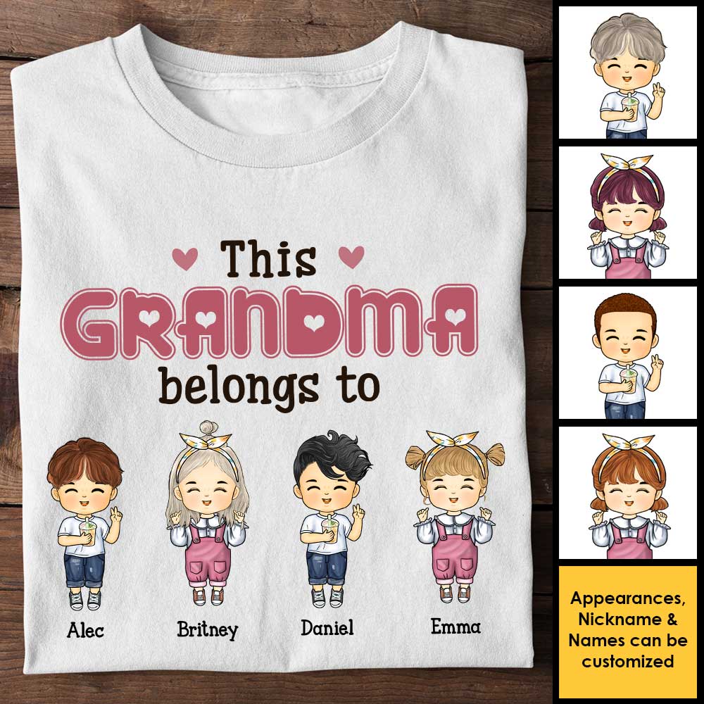 This Grandma Belongs To These Cute Kids - Gift For Mom, Grandma - Personalized Unisex T-shirt, Hoodie - Image 3