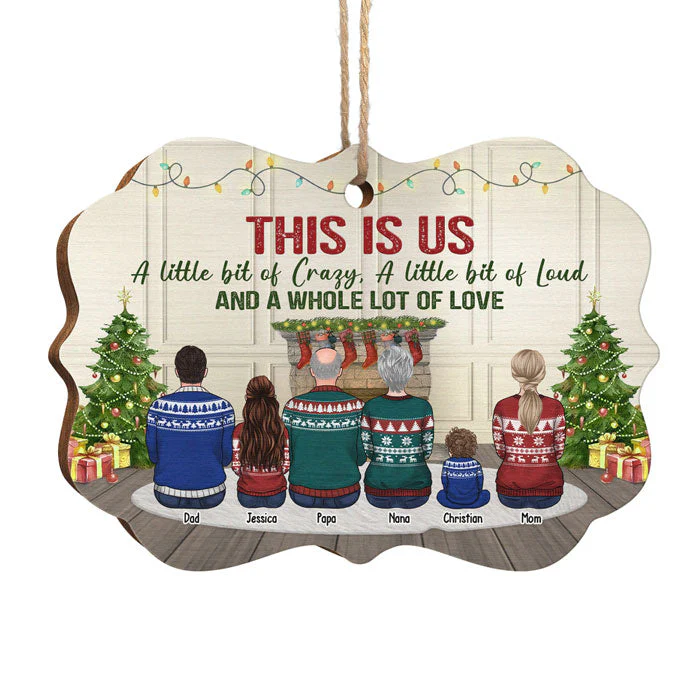This Is Us, A Little Bit Of Crazy - Family Personalized Custom Ornament - Wood Benelux Shaped - Christmas Gift For Family Members - Image 2