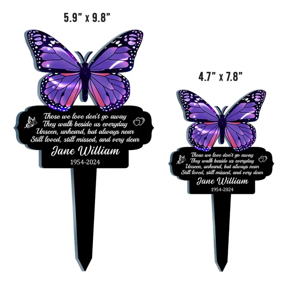 Those We Love Don't Go Away - Memorial Personalized Custom Stain Glass Style Acrylic Garden Stake - Sympathy Gift For Family Members - Image 4