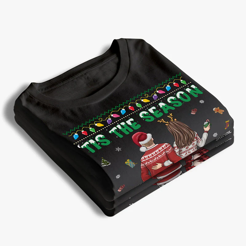 Tis The Season To Be Naughty - Couple Personalized Custom Unisex T-shirt, Hoodie, Sweatshirt - Christmas Gift For Husband Wife, Anniversary - Image 3