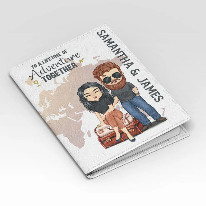 To A Lifetime Of Adventure Together - Personalized Passport Cover, Passport Holder - Gift For Couples, Husband Wife - Image 2