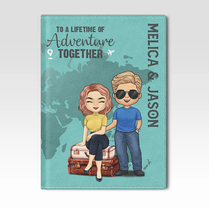 To A Lifetime Of Adventure Together - Personalized Passport Cover, Passport Holder - Gift For Couples, Husband Wife - Image 3
