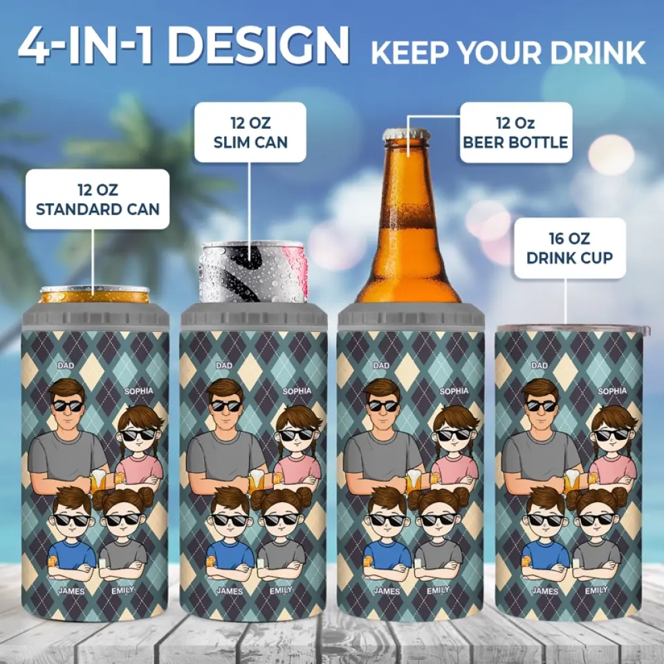 To Dad From The Reason You Drink - Family Personalized Custom 4 In 1 Can Cooler Tumbler - Father's Day, Gift For Dad, Grandpa - Image 4