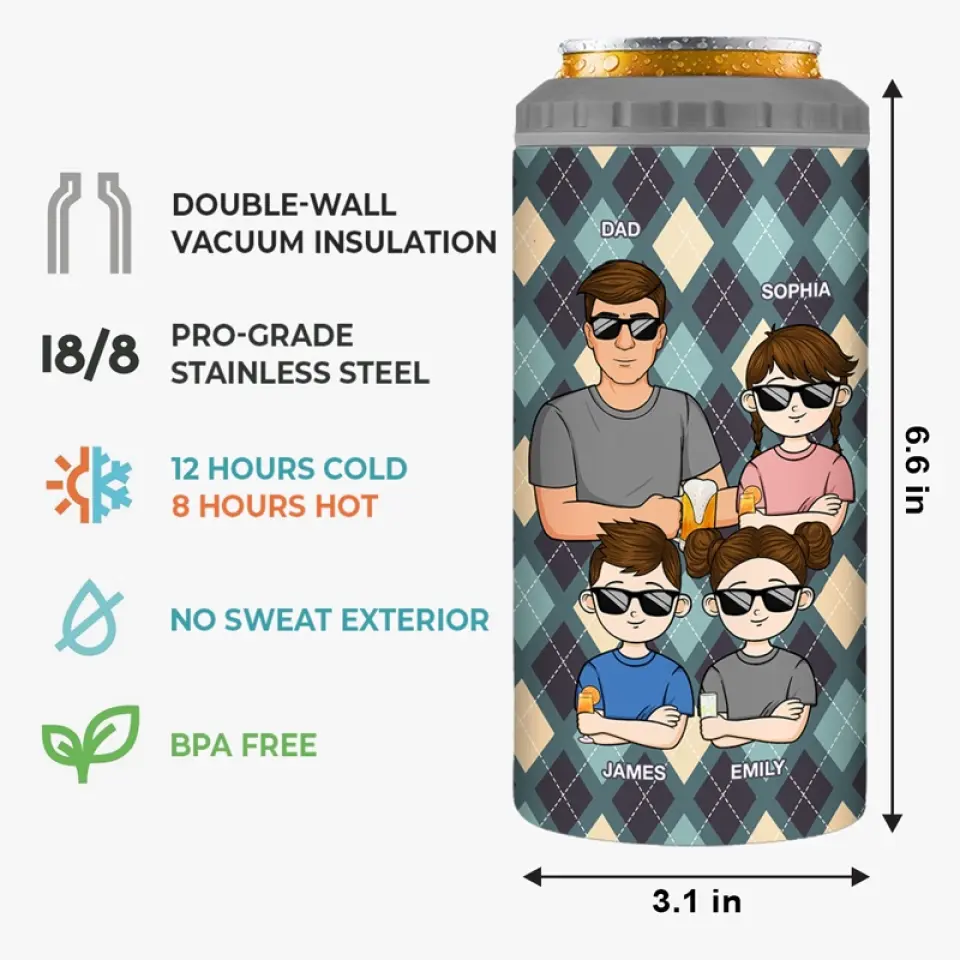 To Dad From The Reason You Drink - Family Personalized Custom 4 In 1 Can Cooler Tumbler - Father's Day, Gift For Dad, Grandpa - Image 5
