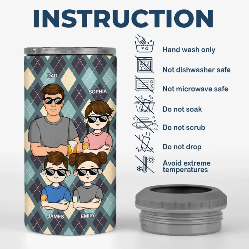 To Dad From The Reason You Drink - Family Personalized Custom 4 In 1 Can Cooler Tumbler - Father's Day, Gift For Dad, Grandpa - Image 6