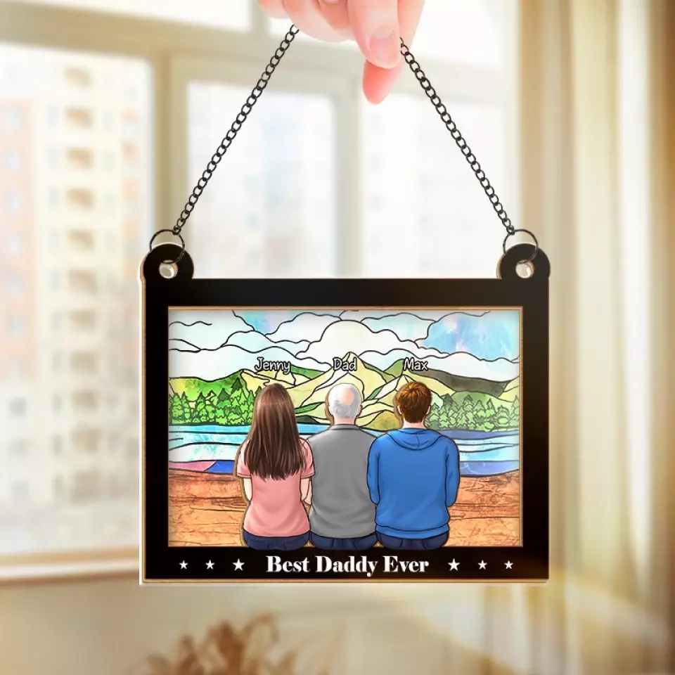To Me You Are The World - Family Personalized Window Hanging Suncatcher - Father's Day, Gift For Dad, Grandpa - Image 3