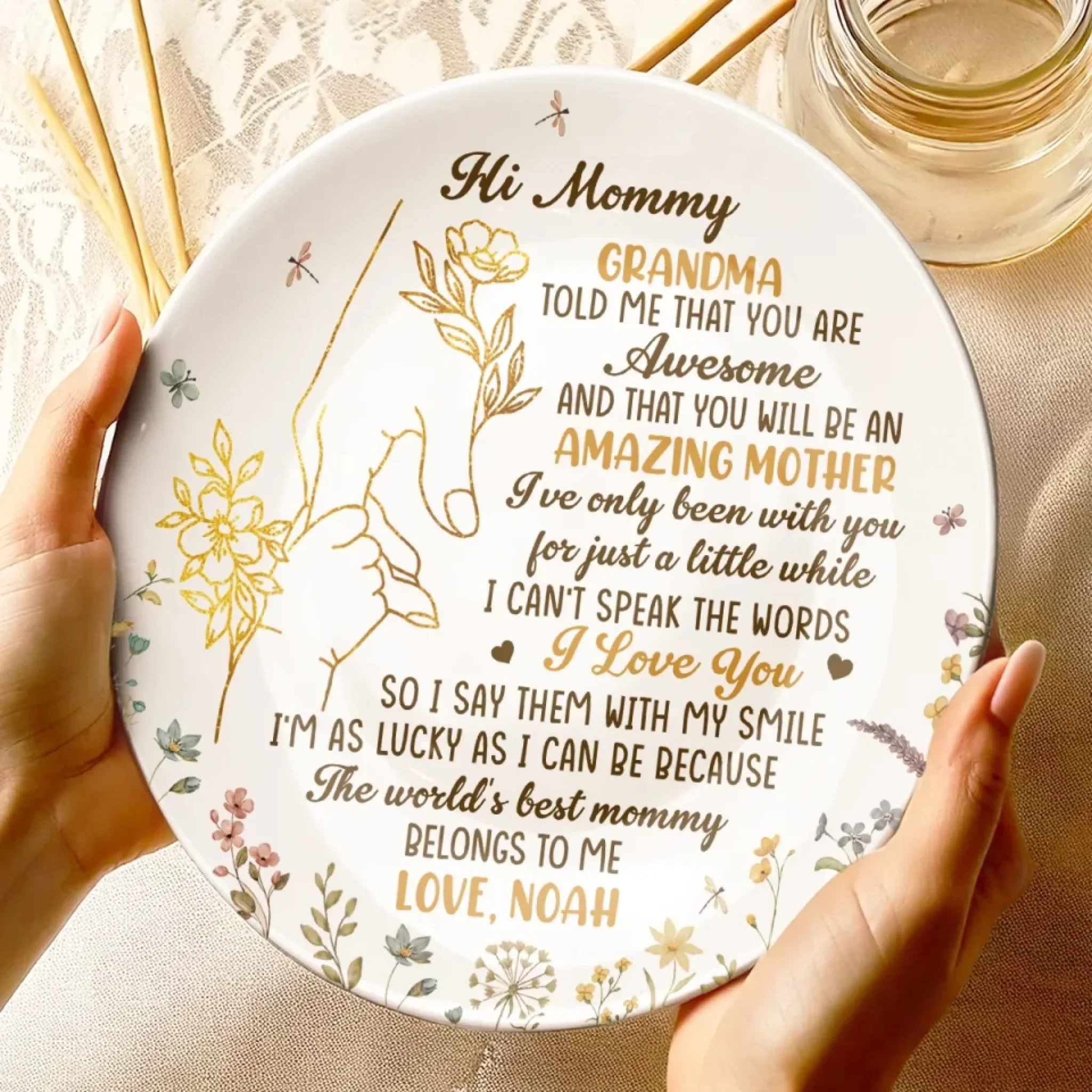 To The Best Mommy, With All My Heart - Family Personalized Custom Ceramic Plate - Mother's Day, Baby Shower Gift, Gift For First Mom - Image 5