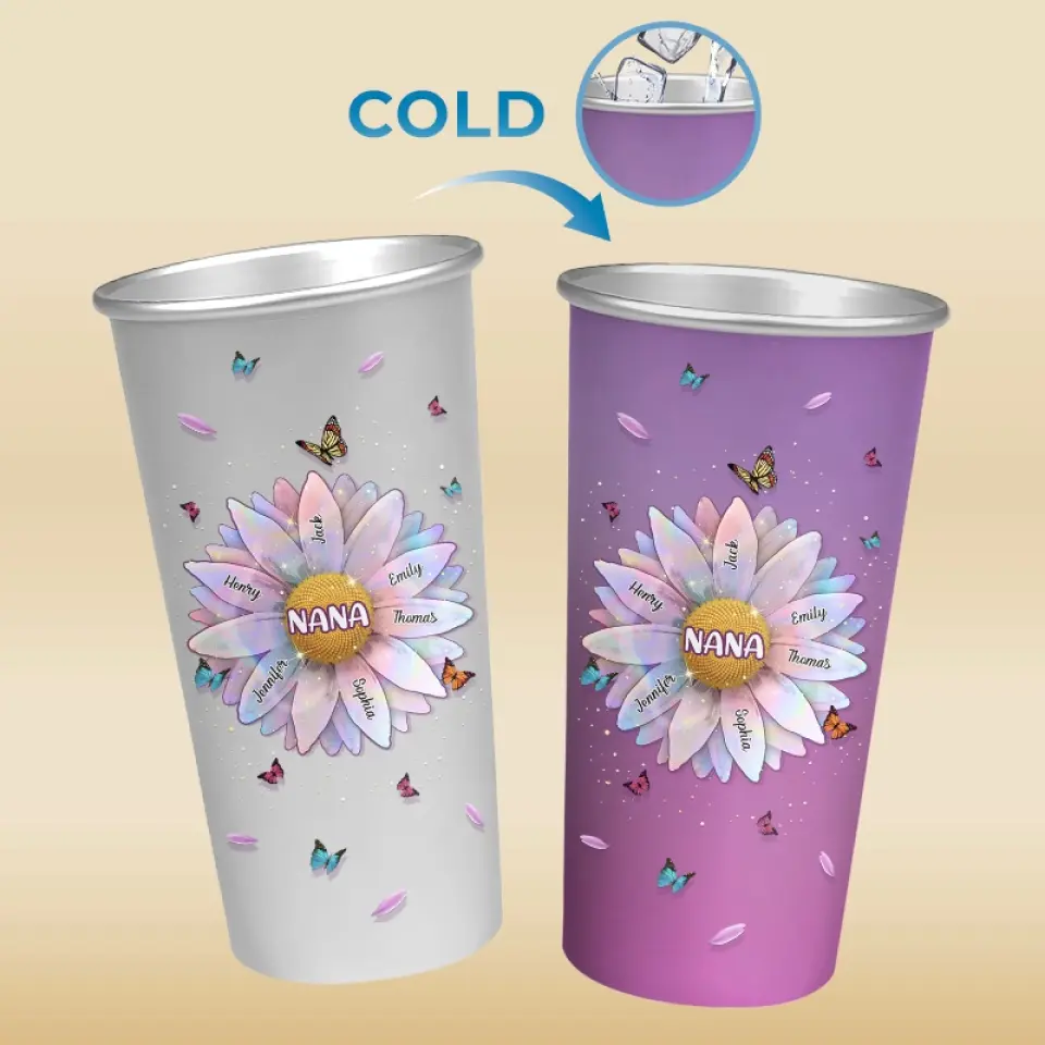 To The World You Are A Grandma But To Us You Are The World - Family Personalized Custom Aluminum Changing Color Cup - Gift For Mom, Grandma - Image 4