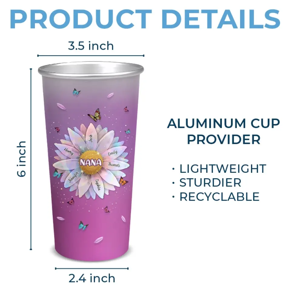 To The World You Are A Grandma But To Us You Are The World - Family Personalized Custom Aluminum Changing Color Cup - Gift For Mom, Grandma - Image 5
