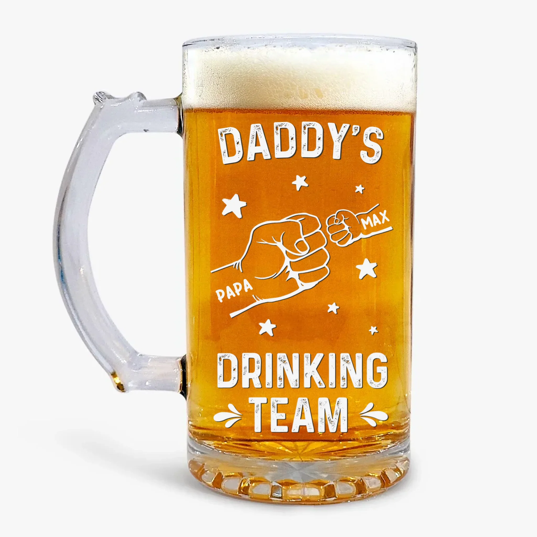 Toast To Daddy’s Drinking Team - Family Personalized Custom Glass Beer Mug - Father's Day, Gift For Dad, Grandpa - Image 2