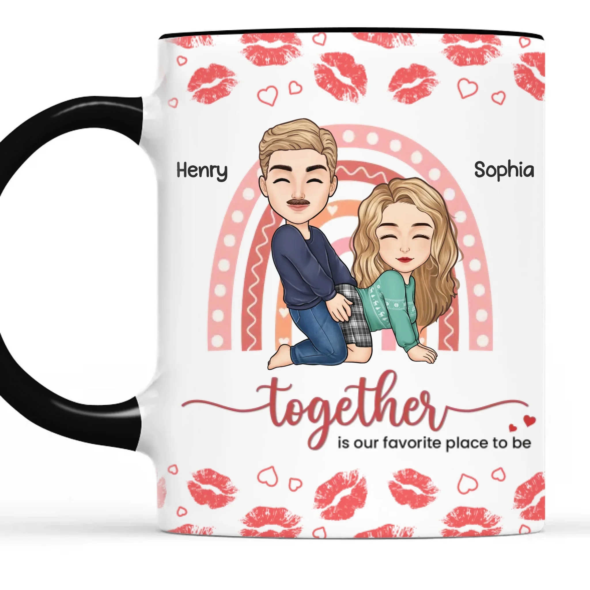 Together Is Our Favorite Place To Be - Couple Personalized Custom Accent Mug - Christmas Gift For Husband Wife, Anniversary - Image 2
