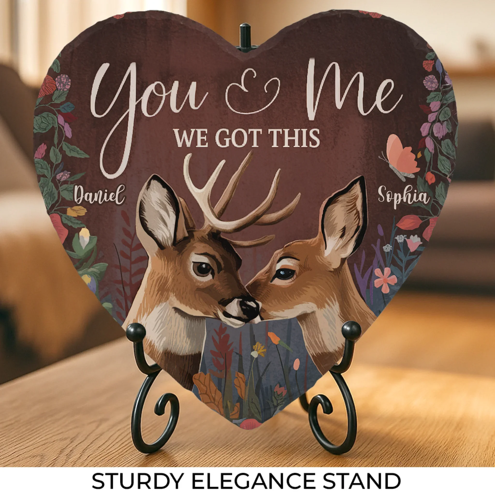 Together, We Are Nature’s Perfect Pair - Couple Personalized Custom Heart Shaped Stone With Stand - Gift For Husband Wife, Anniversary - Image 2