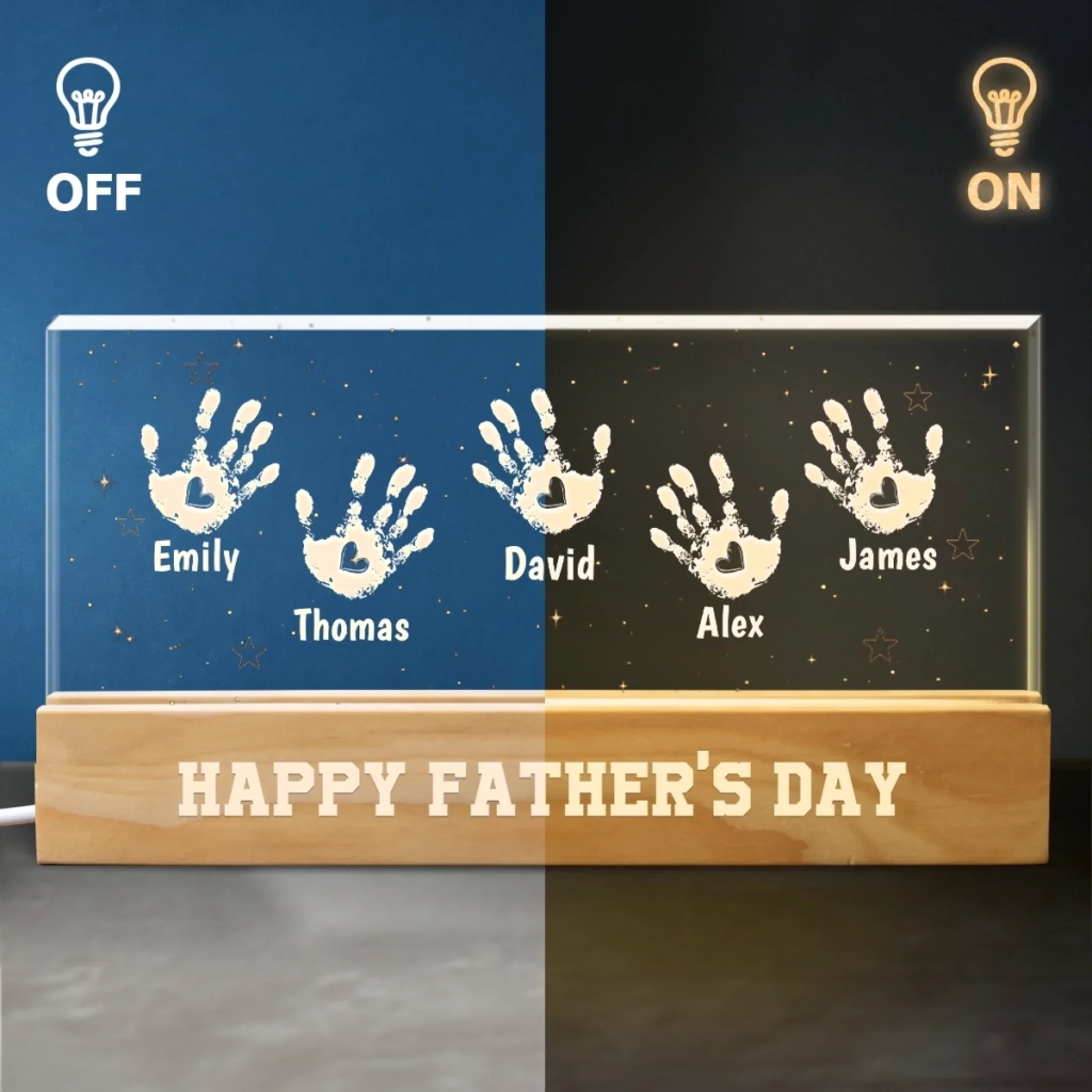 Touching Dads Heart Daily - Family Personalized Custom Acrylic Letters 3D LED Night Light - Father's Day, Gift For Dad, Grandpa - Image 4