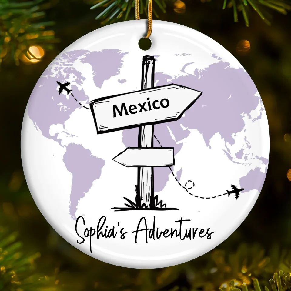Travel All Around The World - Travel Personalized Custom Ornament - Ceramic Round Shaped - Christmas Gift For Family Members, Gift For Adventure Travel Lovers - Image 2