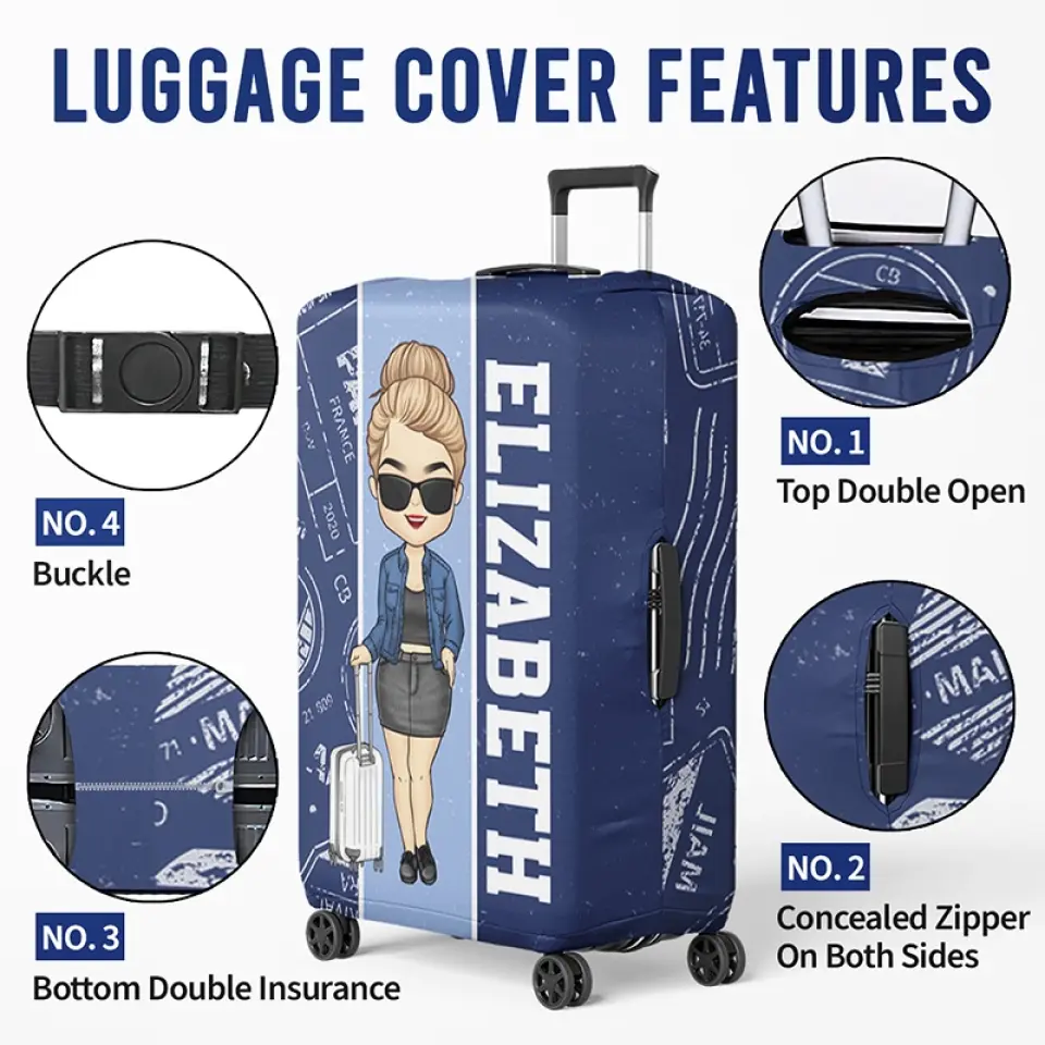 Travel Far Enough, You Meet Yourself - Travel Personalized Custom Luggage Cover - Holiday Vacation Gift, Gift For Adventure Travel Lovers - Image 5