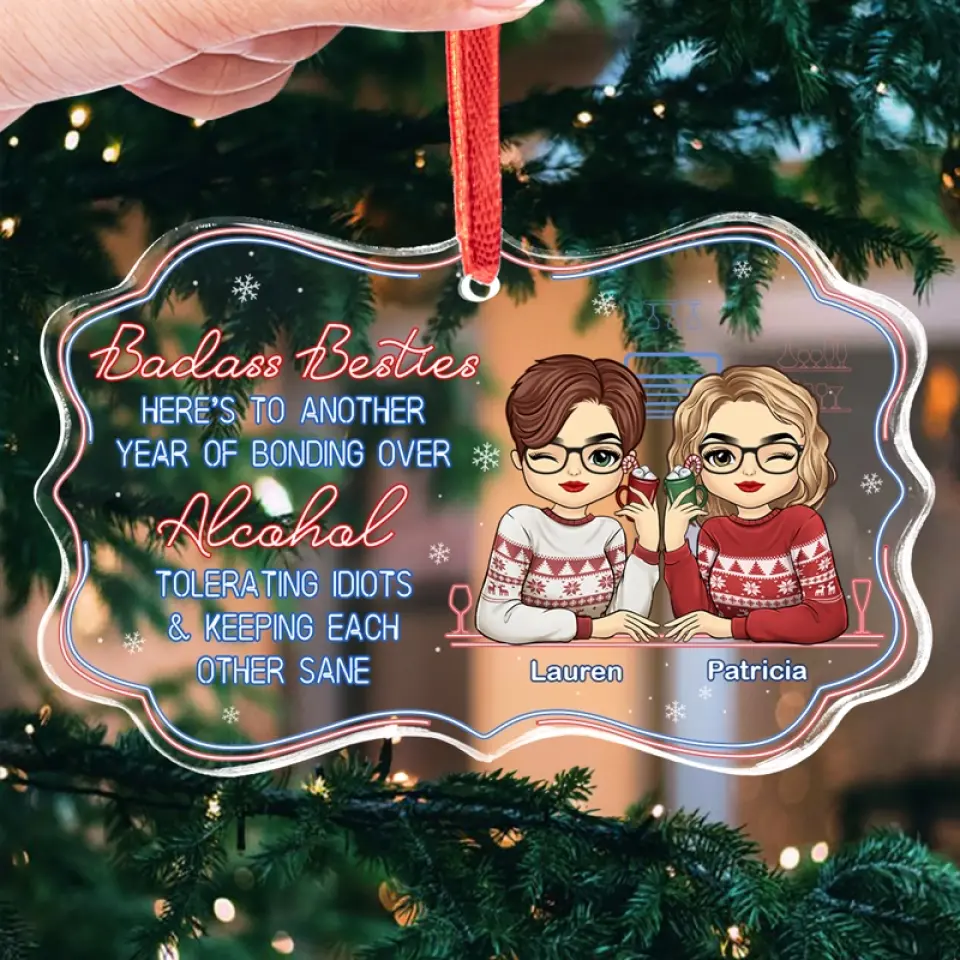 True Friends Are Always Together In Spirit - Bestie Personalized Custom Benelux Glass Ornament - Christmas Gift For Best Friends, BFF, Sisters - Image 4