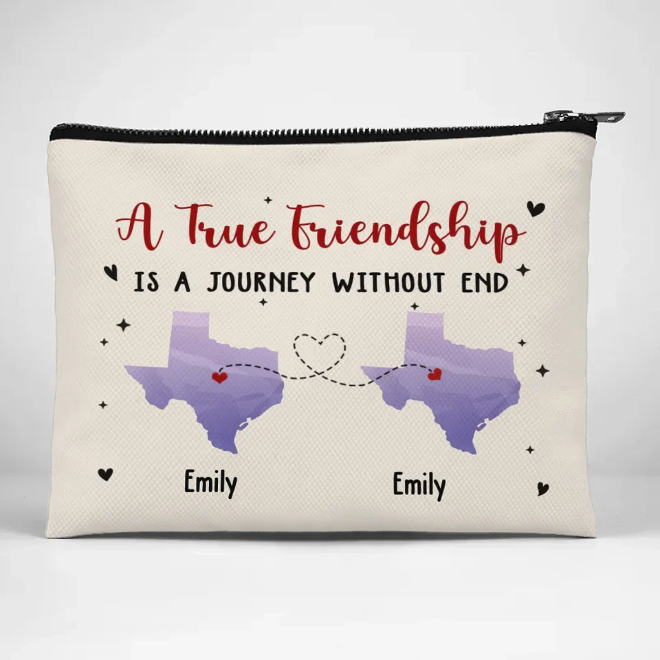 True Friends Are Never Apart In Heart - Bestie Personalized Custom Cosmetic Bag - Gift For Best Friends, BFF, Sisters - Image 2