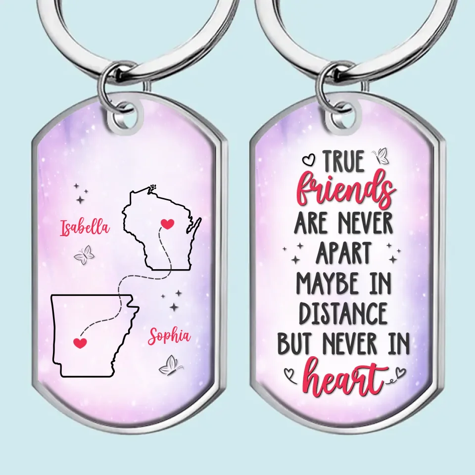 True Friends Keep Each Other In Heart - Bestie Personalized Custom Keychain - Gift For Best Friends, BFF, Sisters - Image 2