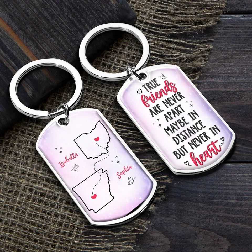 True Friends Keep Each Other In Heart - Bestie Personalized Custom Keychain - Gift For Best Friends, BFF, Sisters - Image 4