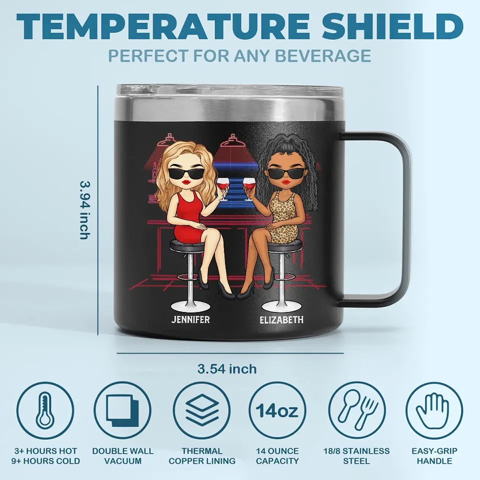 True Friendship Is A Rare Gem - Bestie Personalized Custom 14oz Stainless Steel Tumbler With Handle - Gift For Best Friends, BFF, Sisters - Image 4