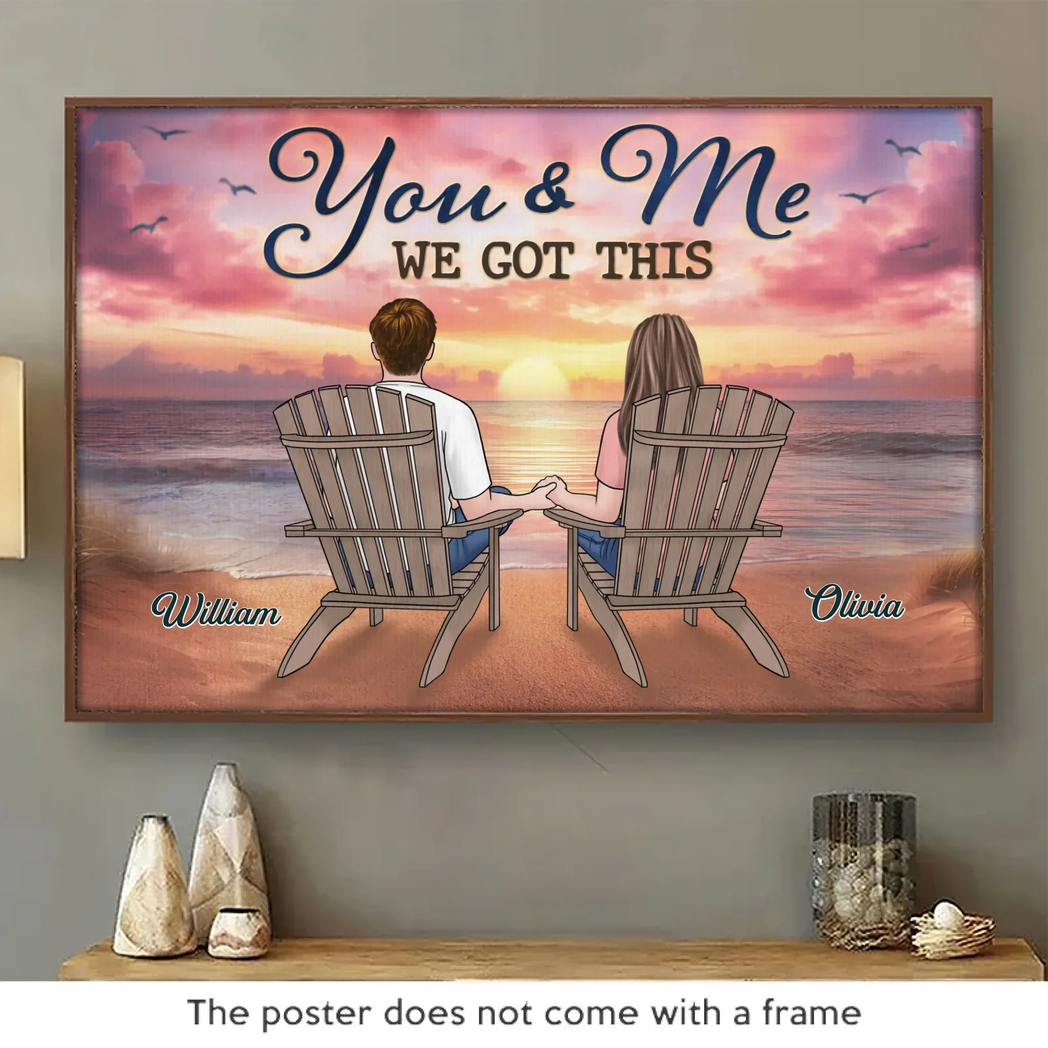 Two Hearts One Lifetime Of Love - Dog Personalized Custom Horizontal Poster - Gift For Couples, Pet Owners, Pet Lovers - Image 2
