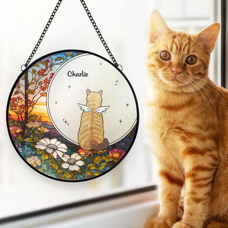 Until The Day We Meet Again On The Rainbow Bridge - Memorial Personalized Custom Stained Glass Window Hanging Suncatcher - Sympathy Gift For Pet Owners, Pet Lovers - Image 3