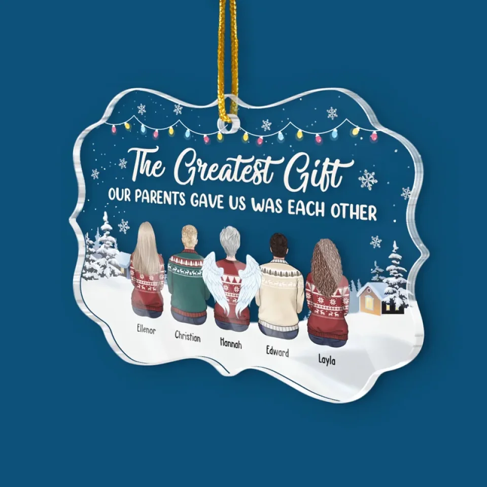 Unwrapping Presents And Creating Memories With My Amazing Siblings - Family Personalized Custom Ornament - Acrylic Custom Shaped - Christmas Gift For Family Members, Siblings, Brothers, Sisters - Image 3
