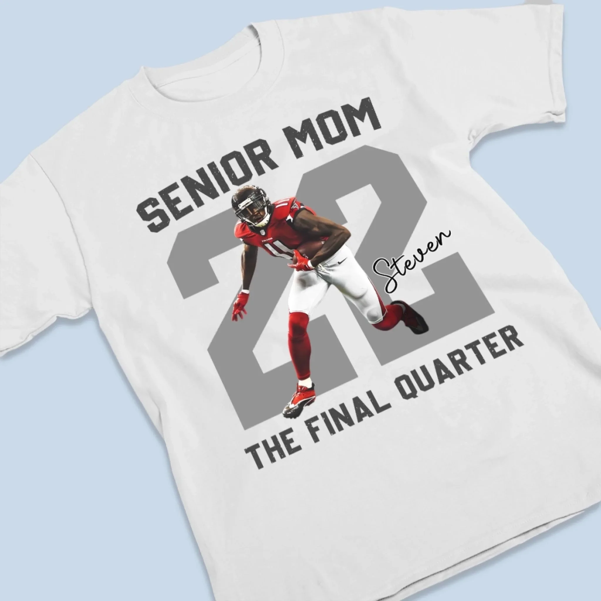 Upload Photo Football Senior Mom T-shirt, Hoodie - Personalized Birthday Football Gifts For Mom, American Football Players, Football Lovers, NFL Fans - Final Quarter Senior Mom - Image 3