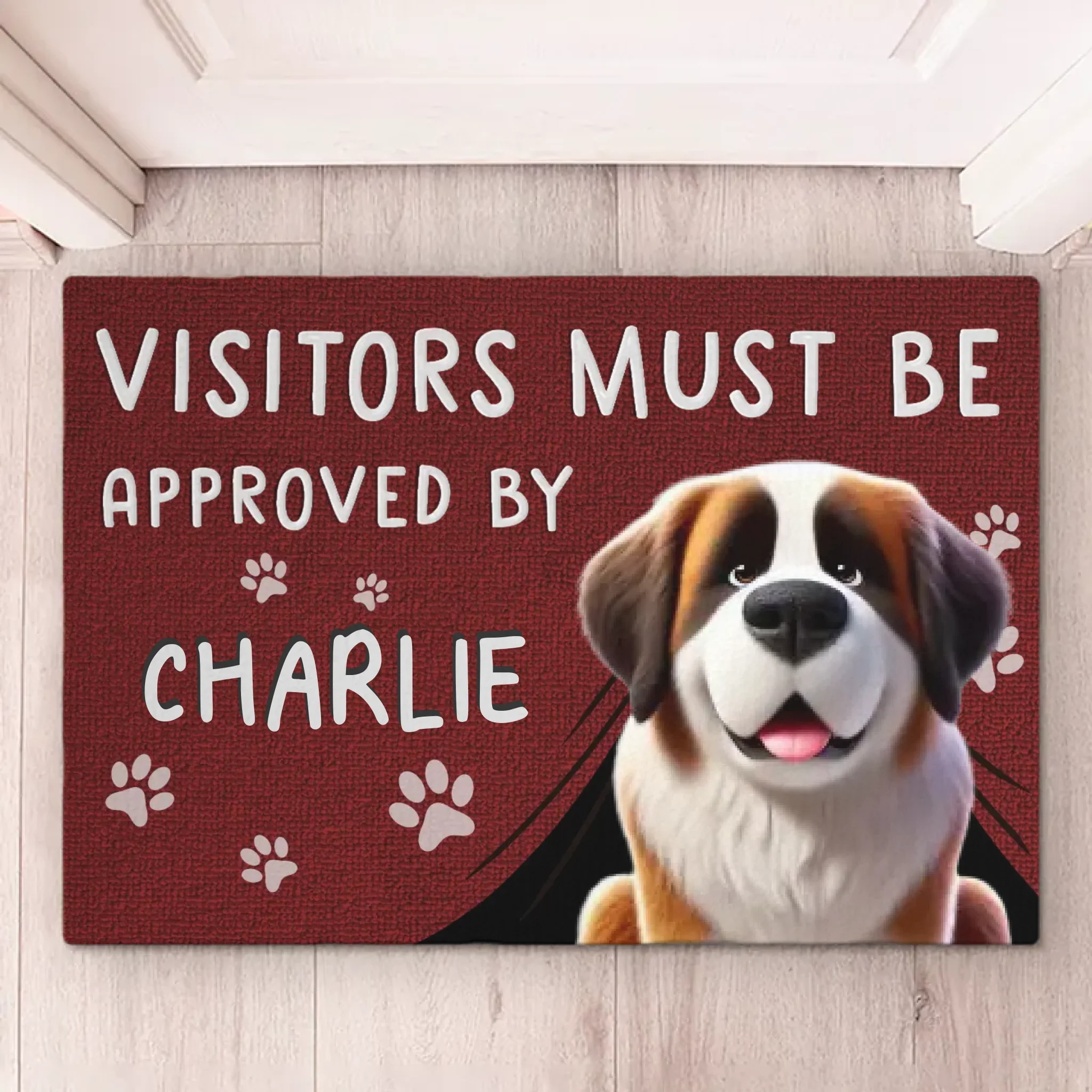 Visitors Must Be Approved By My Furever Friends - Dog Personalized Custom Home Decor Decorative Mat - House Warming Gift For Pet Owners, Pet Lovers - Image 2