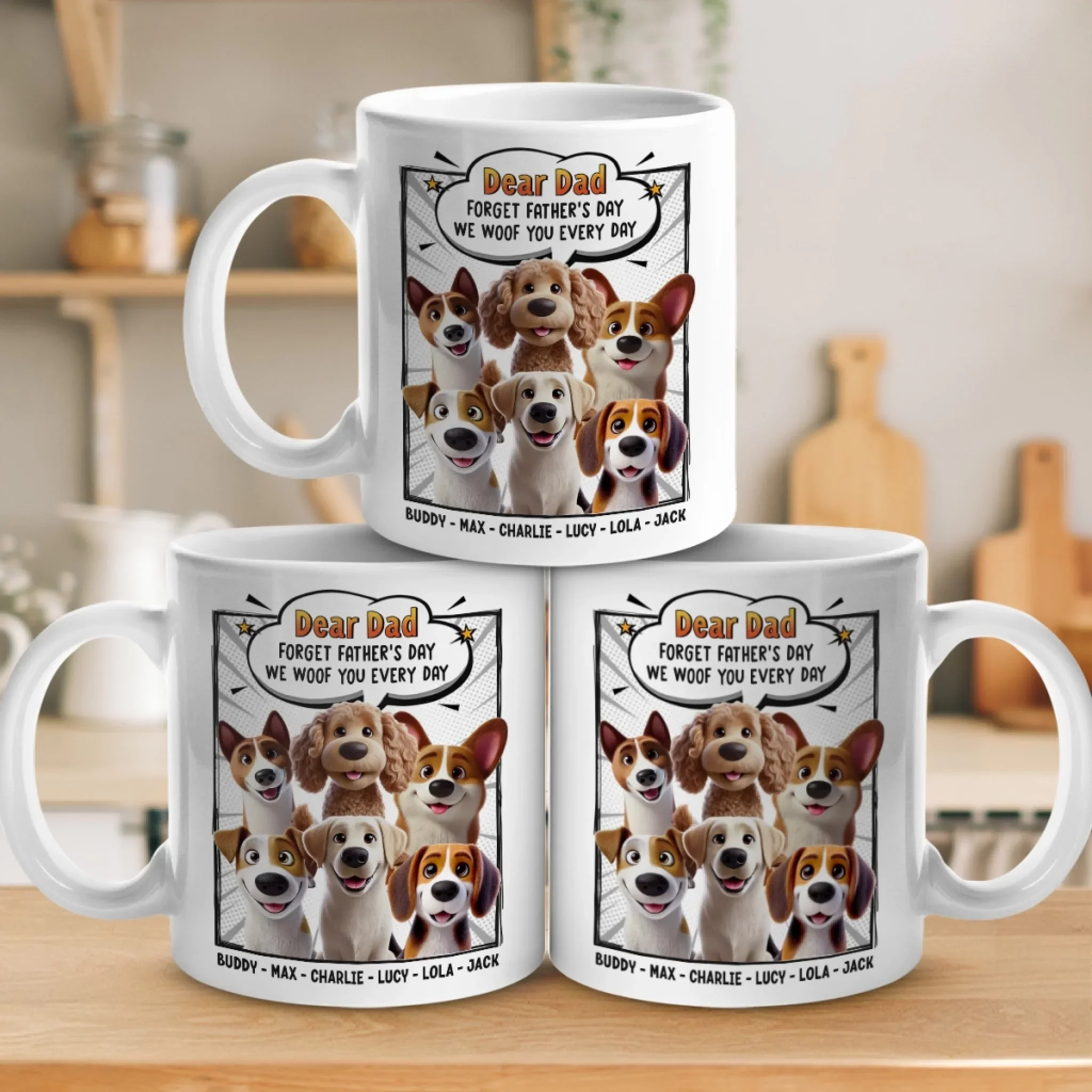 Wagging Tails Say, We Woof You - Dog Personalized Custom Mug - Father's Day, Gift For Pet Owners, Pet Lovers - Image 5