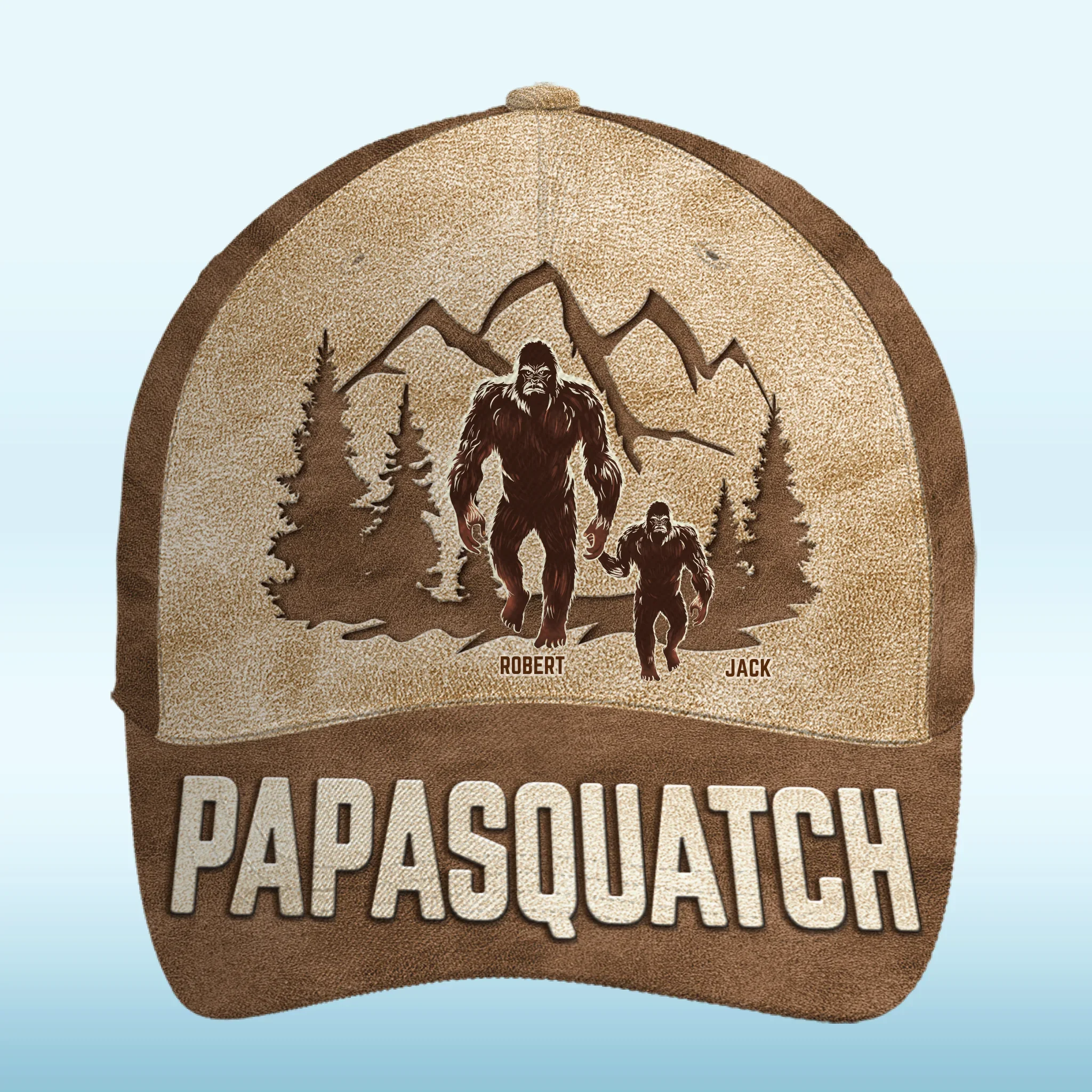 Walkin' With My Little Squatches - Family Personalized Custom Hat, All Over Print Classic Cap - Father's Day, Gift For Dad, Grandpa - Image 2