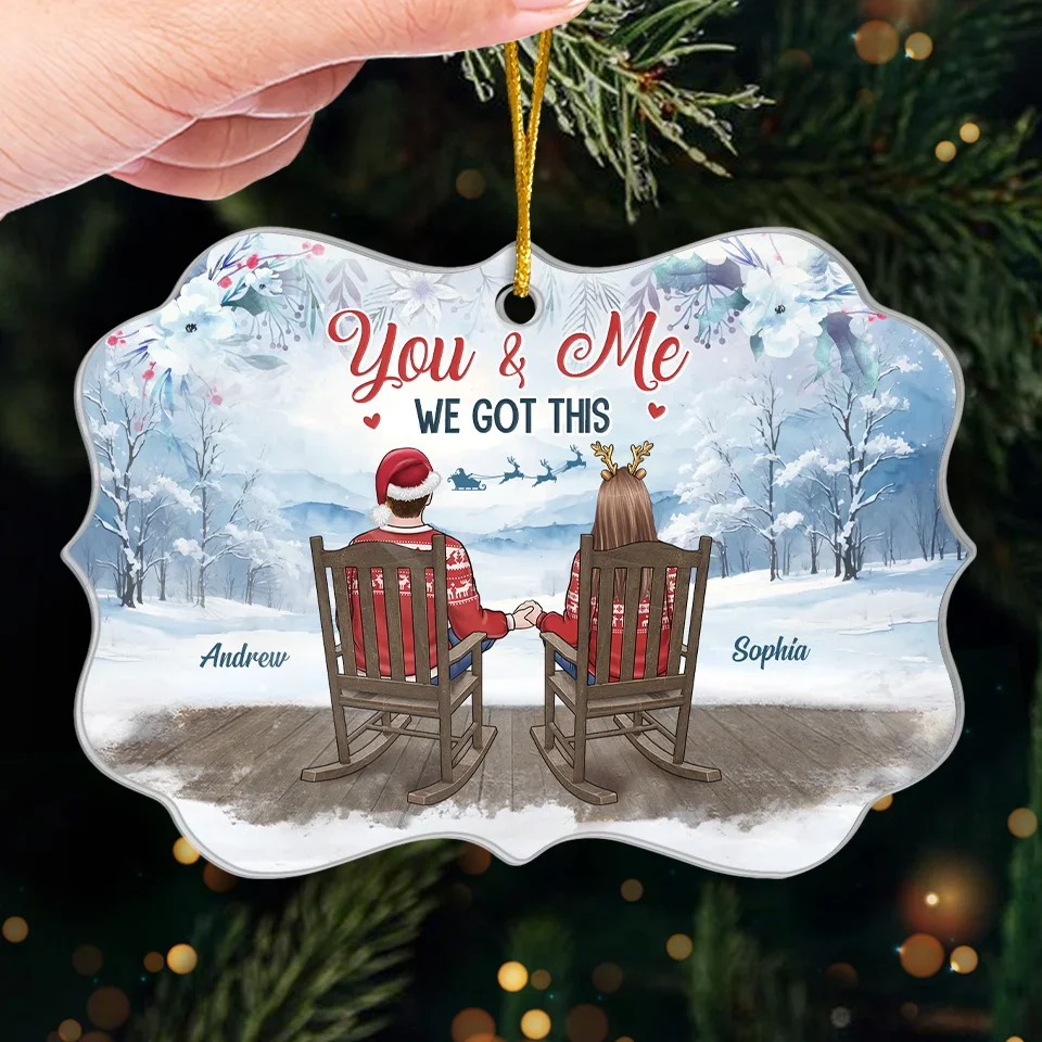 Walking In A Winter Wonderland, Hand In Hand - Couple Personalized Custom Ornament - Acrylic Benelux Shaped - Christmas Gift For Husband Wife, Anniversary - Image 4