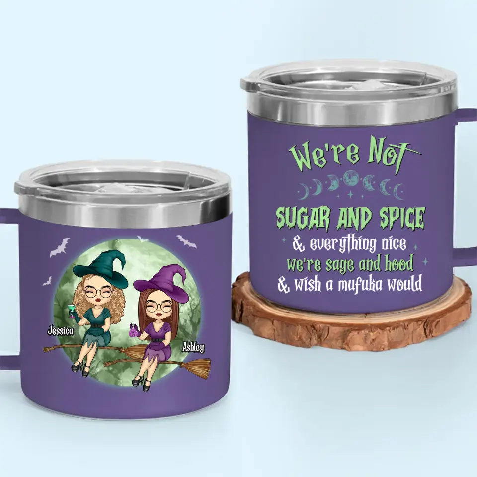 We Are Classy Witches - Bestie Personalized Custom 14oz Stainless Steel Tumbler With Handle - Halloween Gift For Best Friends, BFF, Sisters - Image 6