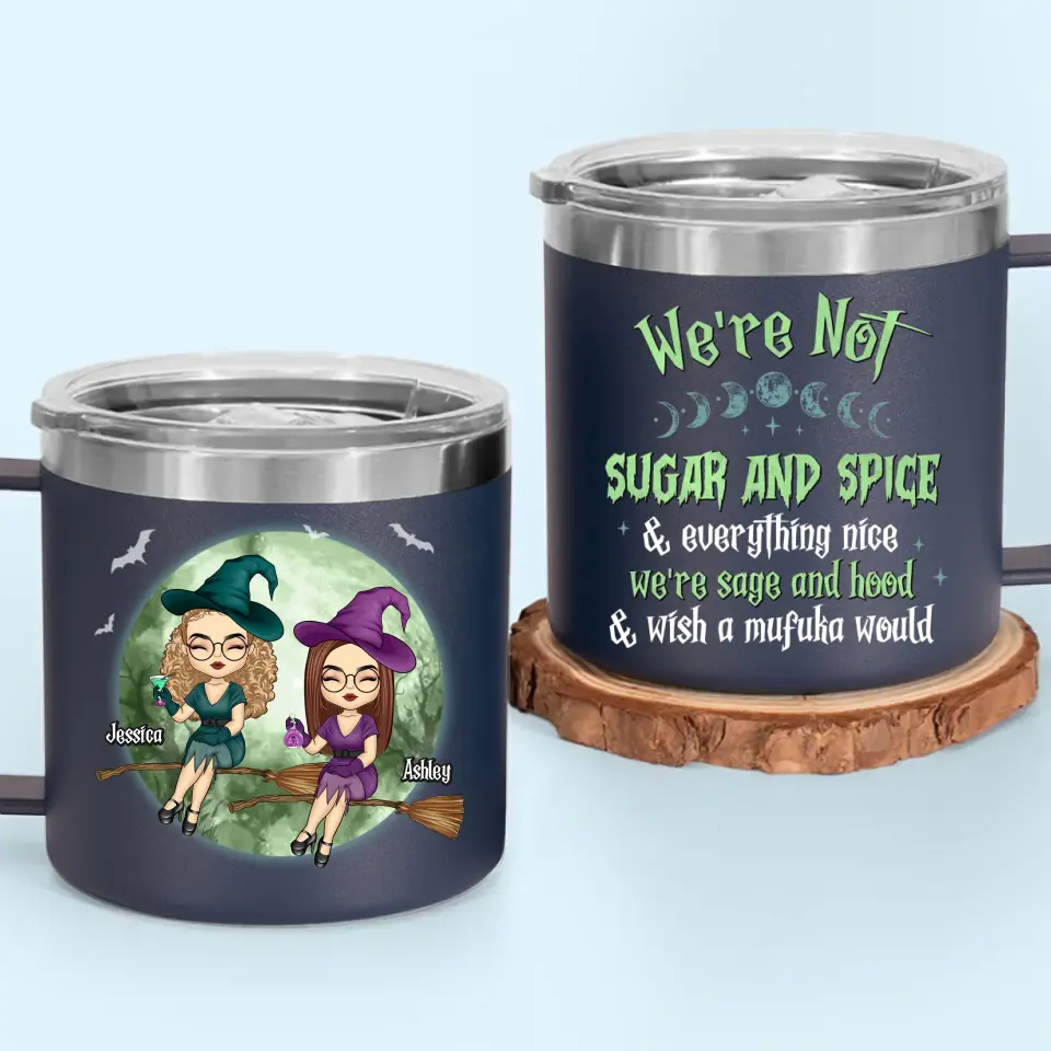 We Are Classy Witches - Bestie Personalized Custom 14oz Stainless Steel Tumbler With Handle - Halloween Gift For Best Friends, BFF, Sisters - Image 8