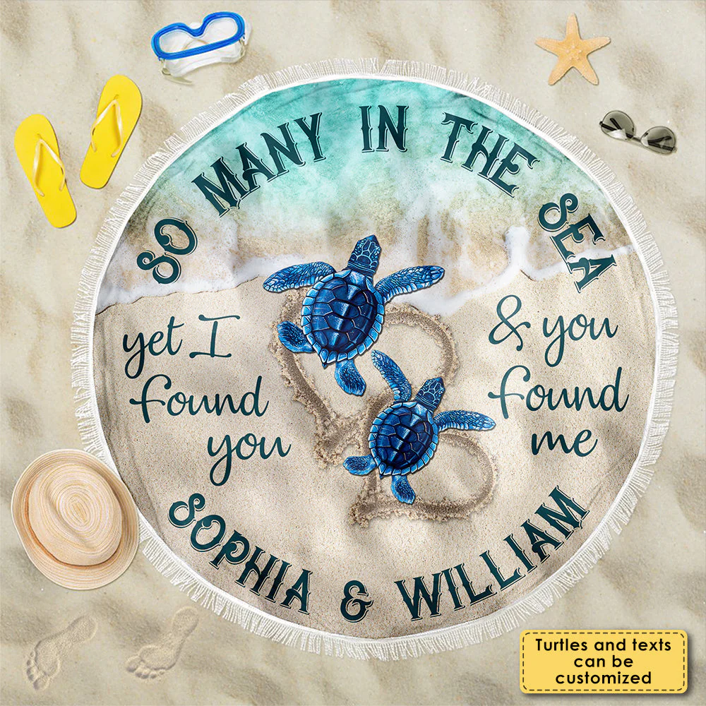 We Found Each Other - Personalized Round Beach Towel - Gift For Couples, Husband Wife - Image 3