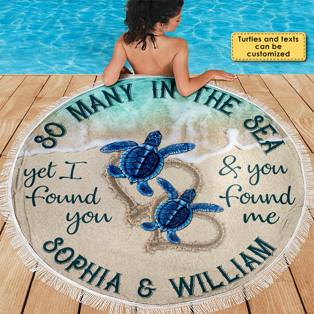 We Found Each Other - Personalized Round Beach Towel - Gift For Couples, Husband Wife - Image 4