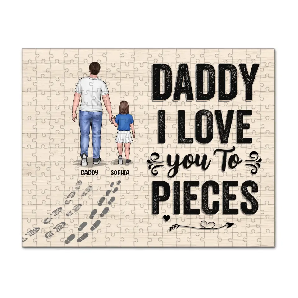 We Love You To Piece - Family Personalized Custom Jigsaw Puzzle - Father's Day, Gift For Family Dad, Grandpa - Image 2