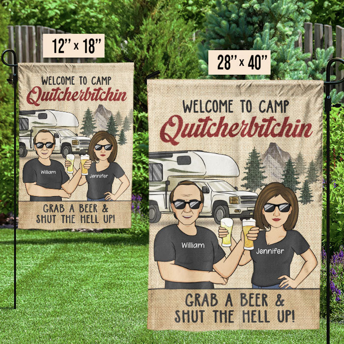 Welcome To Camp Quitcherbitchin Vintage - Personalized Flag - Gift For Camping Lovers - Image 2