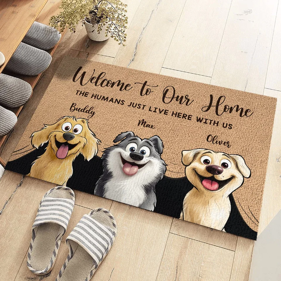 Welcome To Our Home, Beware Of Dog Kisses And Wagging Tails - Dog Personalized Custom Home Decor Decorative Mat - House Warming Gift For Pet Owners, Pet Lovers - Image 3