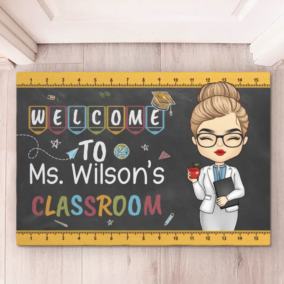 Welcome To Teacher's Classroom - Teacher Personalized Custom Home Decor Decorative Mat - House Warming Gift For Teacher - Image 2