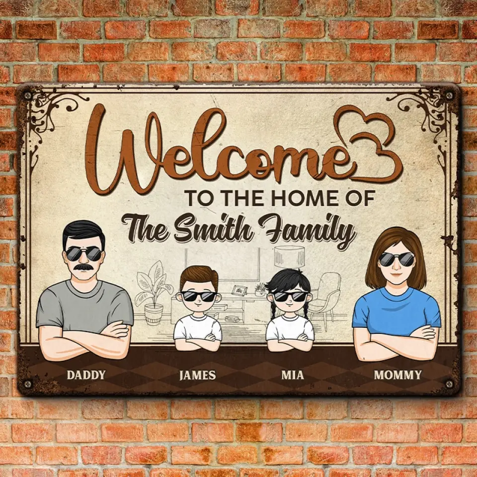 Welcome To The Home Of - Family Personalized Custom Home Decor Metal Sign - House Warming Gift For Family Members - Image 3