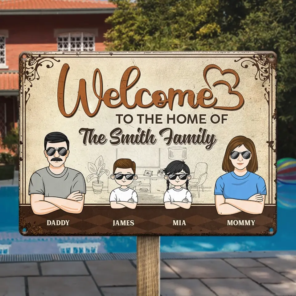 Welcome To The Home Of - Family Personalized Custom Home Decor Metal Sign - House Warming Gift For Family Members - Image 4