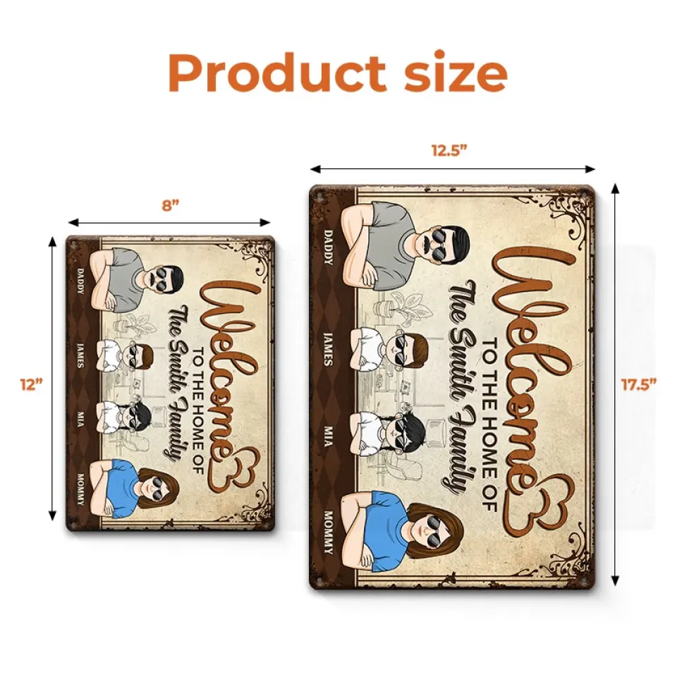 Welcome To The Home Of - Family Personalized Custom Home Decor Metal Sign - House Warming Gift For Family Members - Image 5