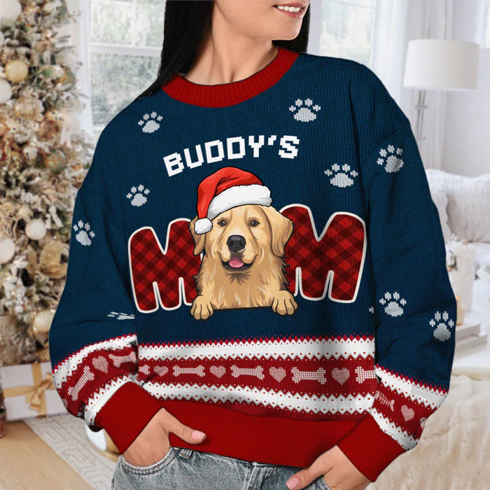 We're Dog Parents - Personalized Custom Unisex Ugly Christmas Sweatshirt, Wool Sweatshirt, All-Over-Print Sweatshirt - Gift For Dog Lovers, Pet Lovers, Christmas Gift - Image 4