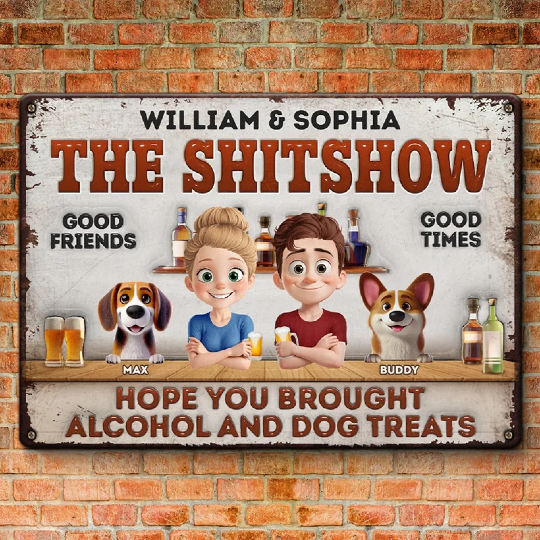 We’ve Got Booze, Barks, And Bad Decisions - Dog Personalized Custom Home Decor Metal Sign - House Warming Gift For Pet Owners, Pet Lovers - Image 3