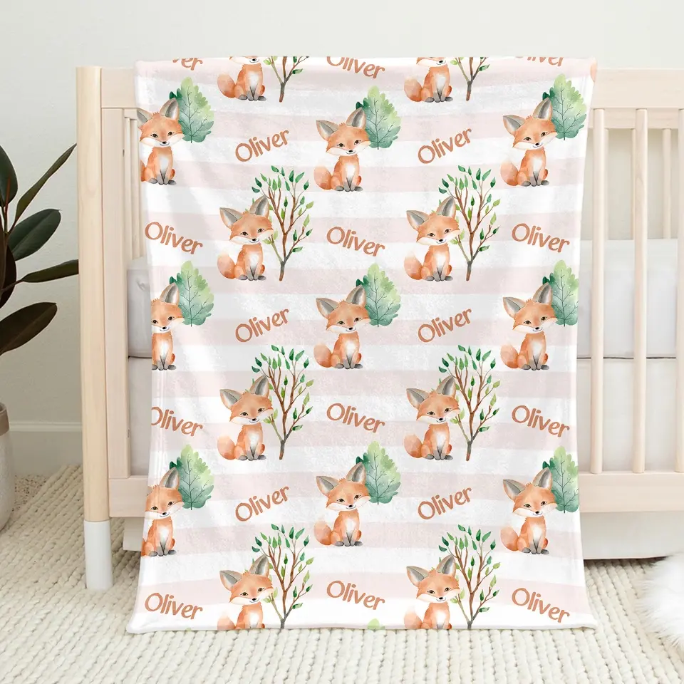 What Does The Fox Say - Family Personalized Custom Baby Blanket - Gift For Baby Kids, Newborn Baby