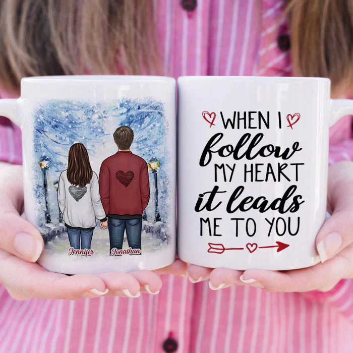 When I Follow My Heart It Leads Me To You - Gift For Couples, Personalized Mug - Image 3
